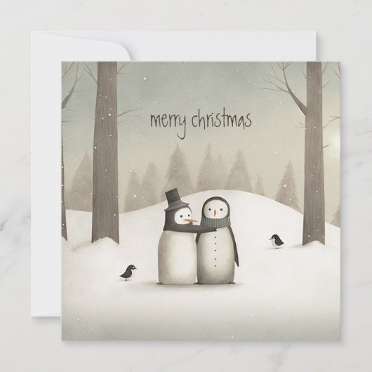Carte Noël des manchots (Devant)