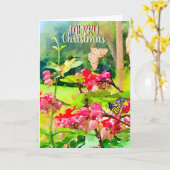 Carte Noël des papillons et des colibris (Fleur jaune)