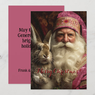 Carte Noël des Whiskers Pink Santa Claus