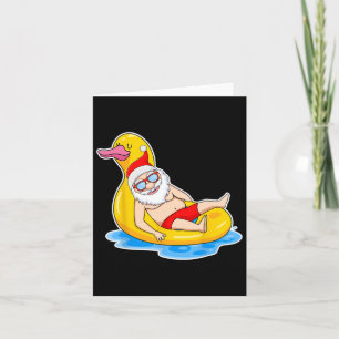 Carte Noël D'Été En Juillet Père Noël Tropicale Sur Pool