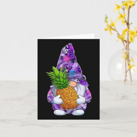 Carte Noël d'été Hawaiian ananas Gnome Noël en (Fleur jaune)