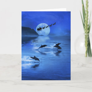 Carte Noël Dolphin Mer et Père Noël