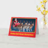 Carte Noël drôle de Golden Retriever (Fleur jaune)
