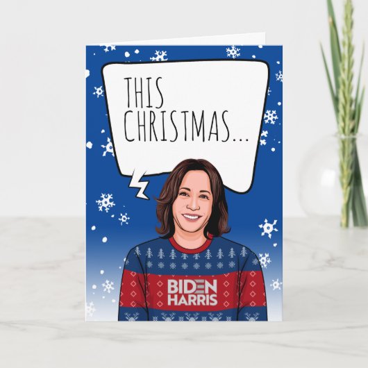 Carte Noël drôle Kamala : Ce Noël est l'Histoire (Devant)