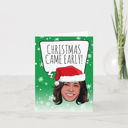 Carte Noël drôle Kamala : Noël est arrivé tôt (Devant)