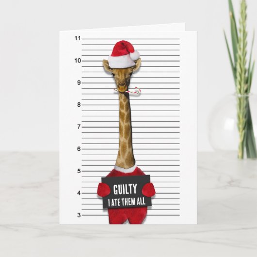 Carte Noël Drôle Mugshot Guilty Giraffe (Devant)