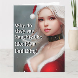 Carte Noël Drôle NAUGHTY LIST COMME UNE MAUVAISE CHOSE