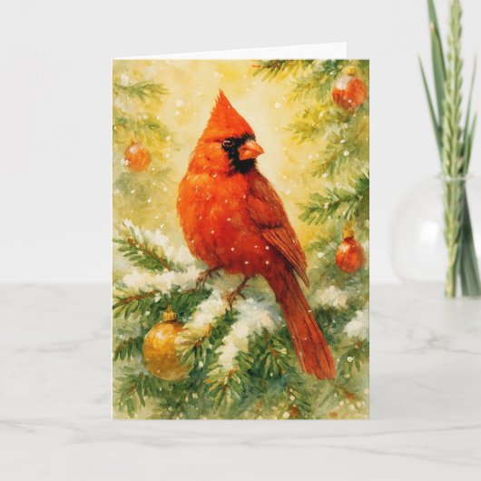 Carte Noël du cardinal rouge (Devant)