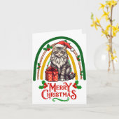 Carte Noël du chat Maine-Coon (Fleur jaune)