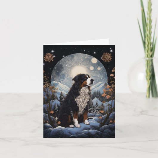 Carte Noël du chien du Mont Bernese Archarme (Devant)