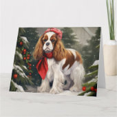 Carte Noël du chien espagnol Cavalier King Charles (Devant)