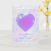 Carte noël du coeur et de la neige (Fleur jaune)