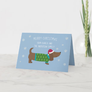 Carte Noël du Dachshund Snowflake mignon
