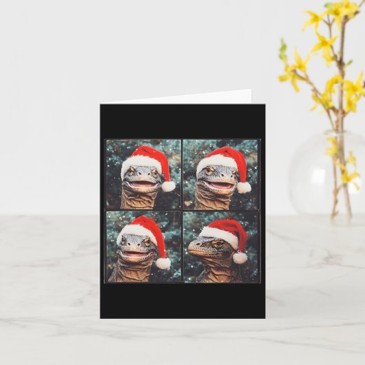 Carte Noël du Dragon de Komodo (Fleur jaune)