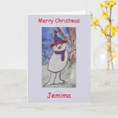 Carte Noël du mignon Snowman (Fleur jaune)