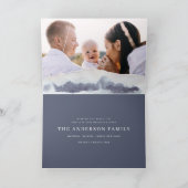 Carte Noël élégant bleu aquarelle scène hiver (Intérieur)