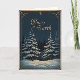Carte Noël élégant bleu foncé et Paix lumineuse