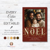 Carte Noel Elegant Red Photo Noël