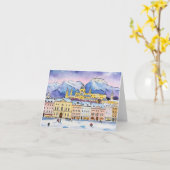 Carte Noël en Aquarelle de Salzbourg (Fleur jaune)