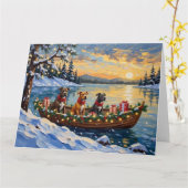 Carte Noël en bateau avec Pitbull (Fleur jaune)