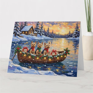 Carte Noël en bateau avec Yorkipoo