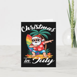 Carte Noël en juillet drôle de père Noël dabbing plage