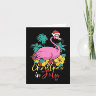 Carte Noël En Juillet Flamant rose Summer Beach Vacances