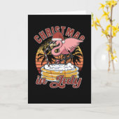 Carte Noël en juillet Flamingo Noël en été (Fleur jaune)