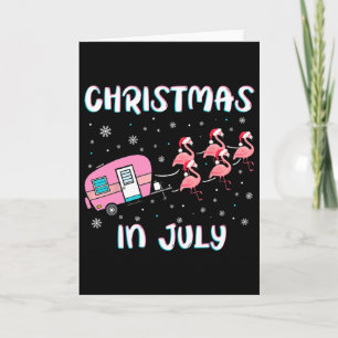 Carte Noël en juillet Flamingo remorque de camping d'été