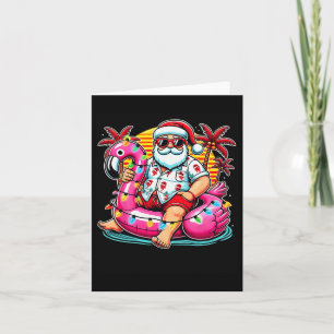 Carte Noël En Juillet Père Noël Flamant rose Flotte Été
