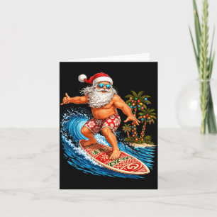 Carte Noël en juillet santa surfant plage Noël en juin