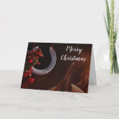 Carte Noël équestre pendre en fer à cheval (Devant)