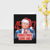 Carte Noël est arrivé tôt drôle Donald Trump Père Noël C (Fleur jaune)