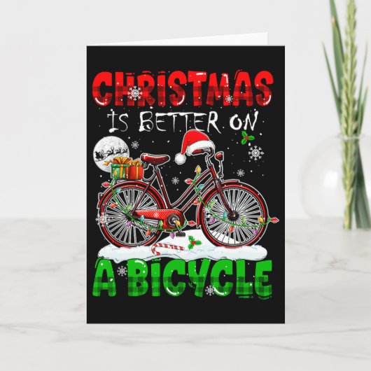 Carte Noël Est Mieux À Vélo Père Noël Cyclist Col (Devant)
