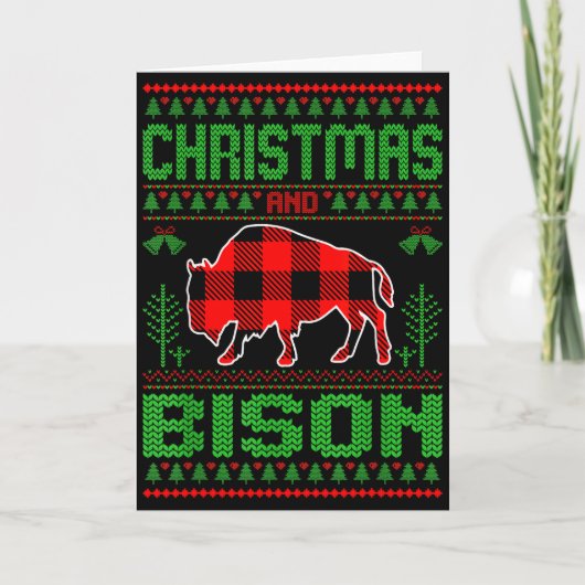 Carte Noël Et Bison Vacances De Noël Bizarre Noël B (Devant)