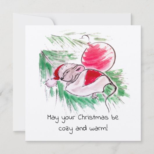 Carte Noël et le Nouvel An dormir petite souris (Devant)