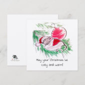 Carte Noël et le Nouvel An dormir petite souris (Devant / Derrière)