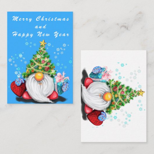 Carte Noël et Nouvel An Gnome (Devant / Derrière)