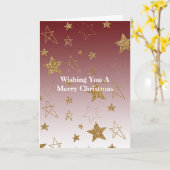 Carte Noël Étoiles Paillettes Or Rouge Ombré (Fleur jaune)