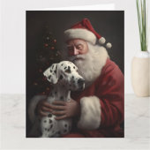 Carte Noël festif Dalmatien avec le Père Noël (Devant)