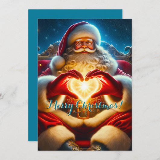 Carte Noël festif d'hiver de père Noël (Devant / Derrière)