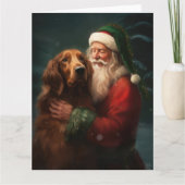 Carte Noël festif du Père Noël de l'Irish Red Setter (Devant)