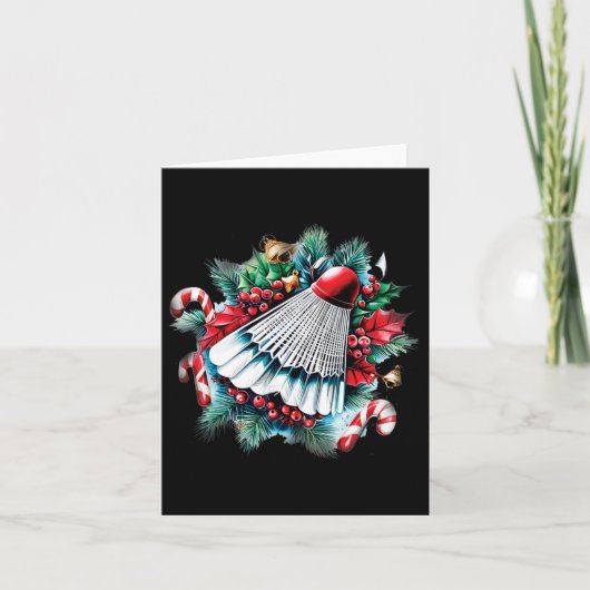 Carte Noël Festif Pour Les Amateurs De Badminton (Devant)