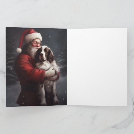 Carte Noël festif Springer Spaniel Santa Claus (Intérieur)