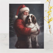 Carte Noël festif Springer Spaniel Santa Claus (Fleur jaune)