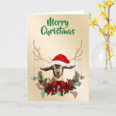Carte Noël festif Toggenburg Goat Kid (Fleur jaune)