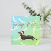 Carte Noël Fête Dachshund Chien Motif Salutation (Debout devant)