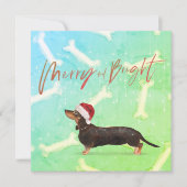 Carte Noël Fête Dachshund Chien Motif Salutation (Devant)
