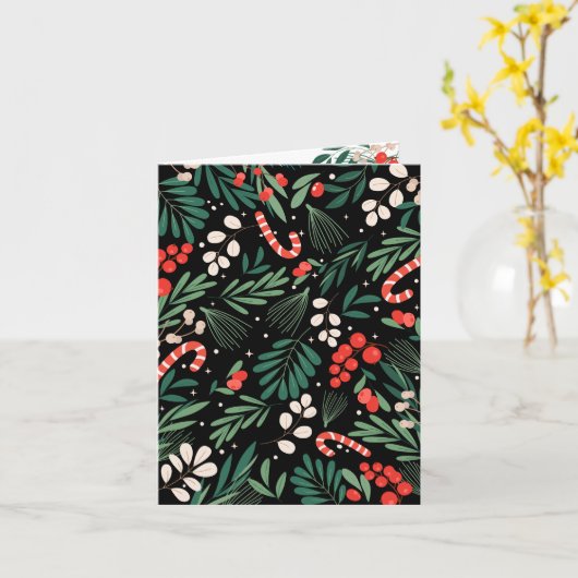 Carte Noël floral noir (Fleur jaune)