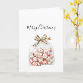 Carte Noël Floral Vert Menthe Rouge (Fleur jaune)